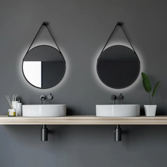 Talos Black Light, espelho redondo com LED de 50 cm
