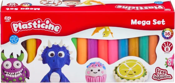 Plasticine Mega, recarga com 16 cores e ferramentas