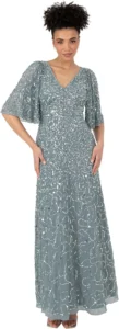 Maya Deluxe, vestido maxi de lantejoulas com decote em V