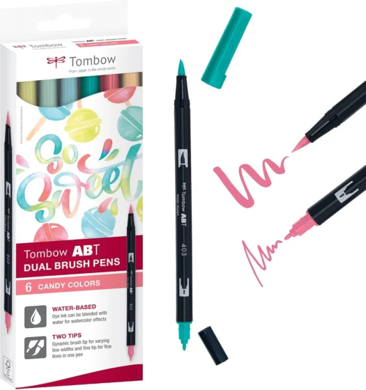 Tombow ABT Dual Brush, 6 marcadores aguarela de ponta dupla