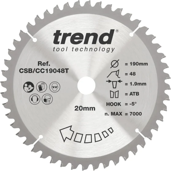 Trend CraftPro, lâmina de serra TCT 190 mm, 48 dentes
