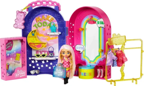 Barbie Extra Minis Boutique, conjunto portátil, +3 anos