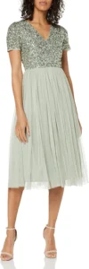 Maya Deluxe, vestido midi de noite com decote em V