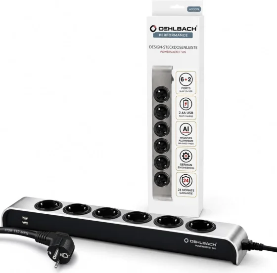 Oehlbach D1C17010 Powersocket 505, Kompaktes Design, Anthrazit