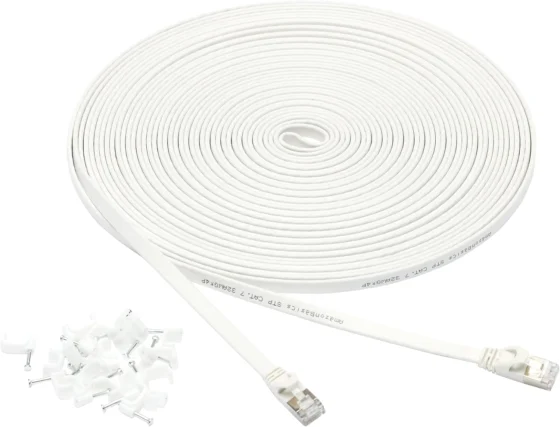 AmazonBasics Cabo de rede Gigabit Ethernet RJ45 Cat-7 plano, 15,2 m