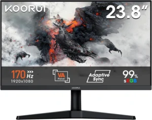 KOORUI Gaming Monitor 24" 170Hz PC ecrã FHD Adaptive Sync HDMI 1.4