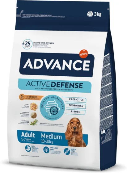 Advance Medium Adult Chicken, ração para cães médios, 3 kg