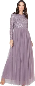 Maya Deluxe, vestido maxi de dama de honor às riscas, mulher