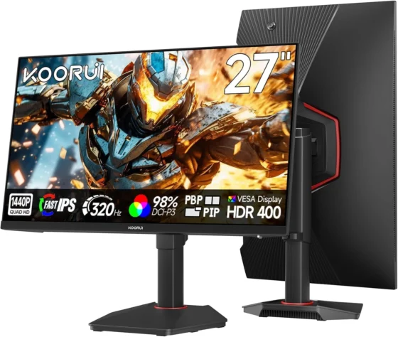 KOORUI Monitor de jogos HDR400 IPS QHD 320Hz ecrã G2721E