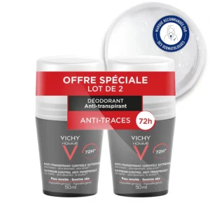 Vichy Homme, antitranspirante roll-on 72h, 2 x 50 ml
