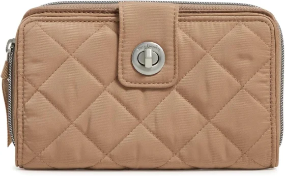 Vera Bradley Performance Twill Turnlock, carteira com proteção RFID