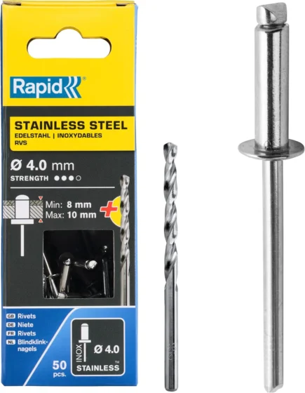 Rapid 5000395, rebites prateados de 4 x 14 mm
