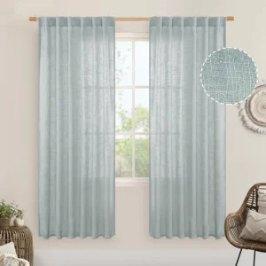 Lamit, cortinas de linho azul-acinzentado, filtro de luz