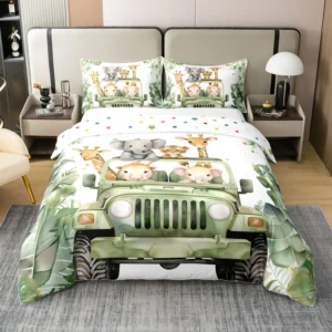 Homewish, conjunto de cama 100 % algodão, elefante e camião