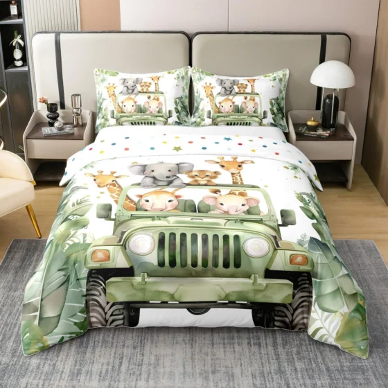 Homewish, conjunto de cama 100 % algodão, elefante e camião