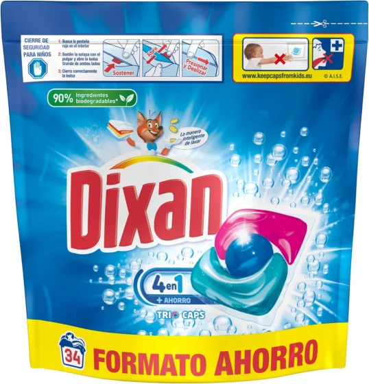 Dixan Trio Caps Total 4 em 1, detergente, 34 cápsulas
