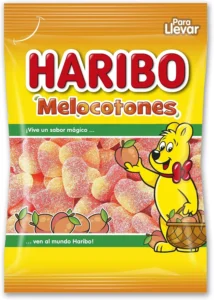 Haribo Melocotones, gomas de pêssego, 18 pacotes de 100 g