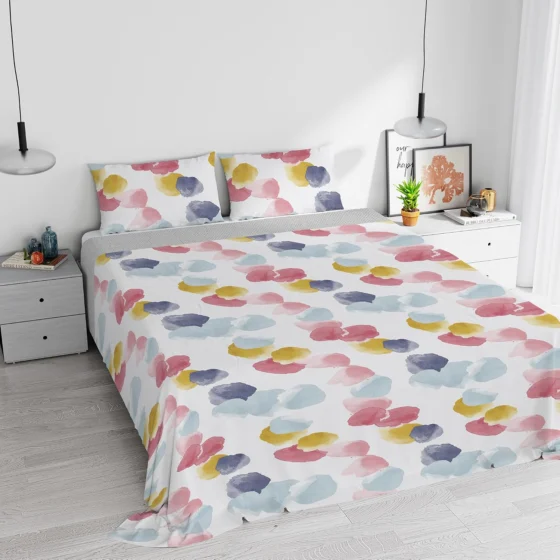 ItalianBedLinen, roupa de cama aquarela de algodão, casal