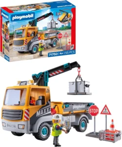 PLAYMOBIL Action Heroes, camião de obra com guindaste