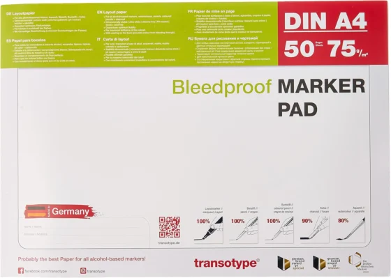 Transotype ALCMRKA4 Conjunto de 50 folhas de desenho