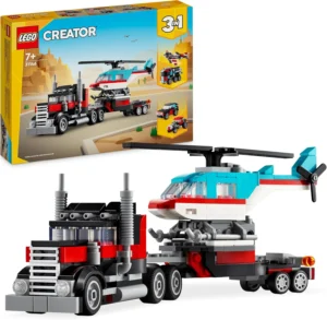 LEGO Creator 3 em 1, camião plataforma com helicóptero convertível