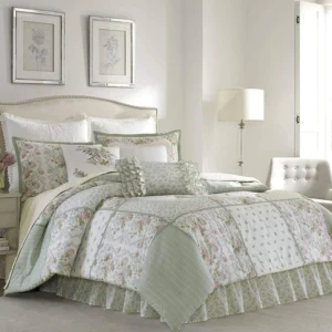 Laura Ashley, edredão de algodão em sálvia, tamanho queen
