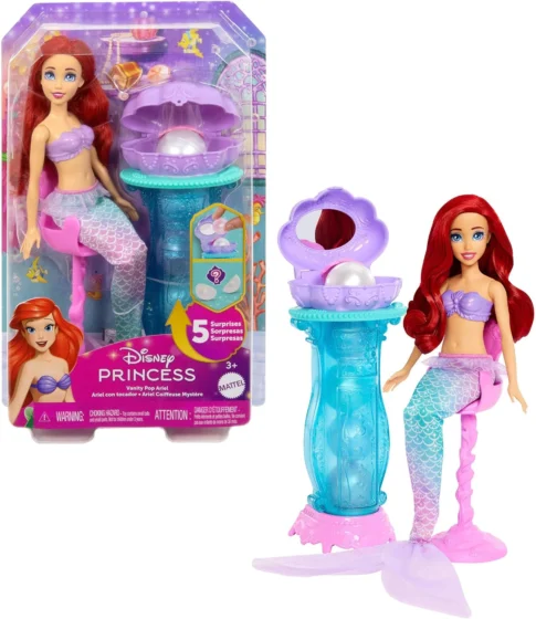 Mattel Disney Princesas, boneca Ariel com tocador desdobrável