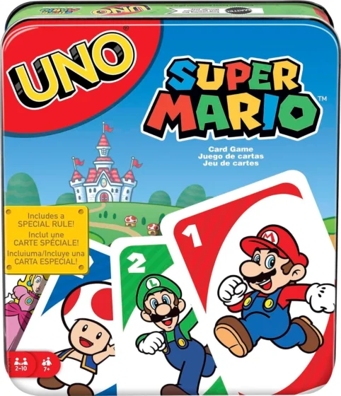 Mattel Games UNO Super Mario, jogo de cartas, 2-10 jogadores