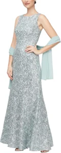 Alex Evenings, vestido de mãe da noiva com xaile
