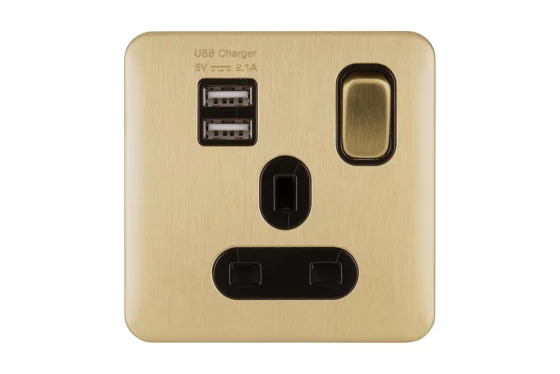 Schneider Electric Lisse, tomada comutada 13 A com USB