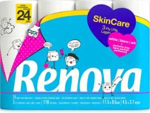 Renova SkinCare, papel higiénico de 3 camadas, 24 rolos