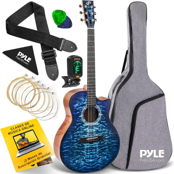 Pyle, kit de guitarra acústica 4/4 para iniciantes, destro