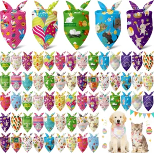 Sanwuta, 60 bandanas de Páscoa para cães, padrão de coelho