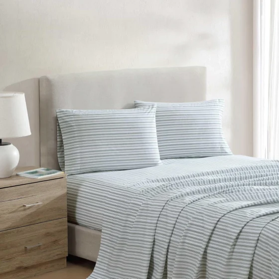 Nautica Coleridge Stripe, lençóis king em percal verdes